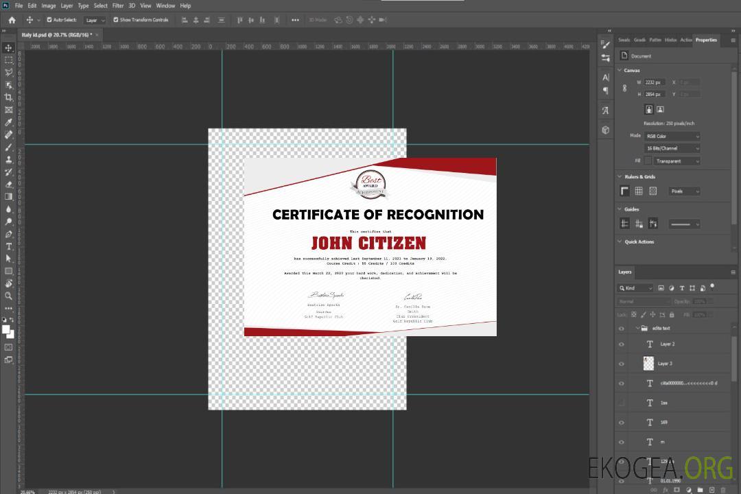 Certificat de reconnaissance américain version 2 template
